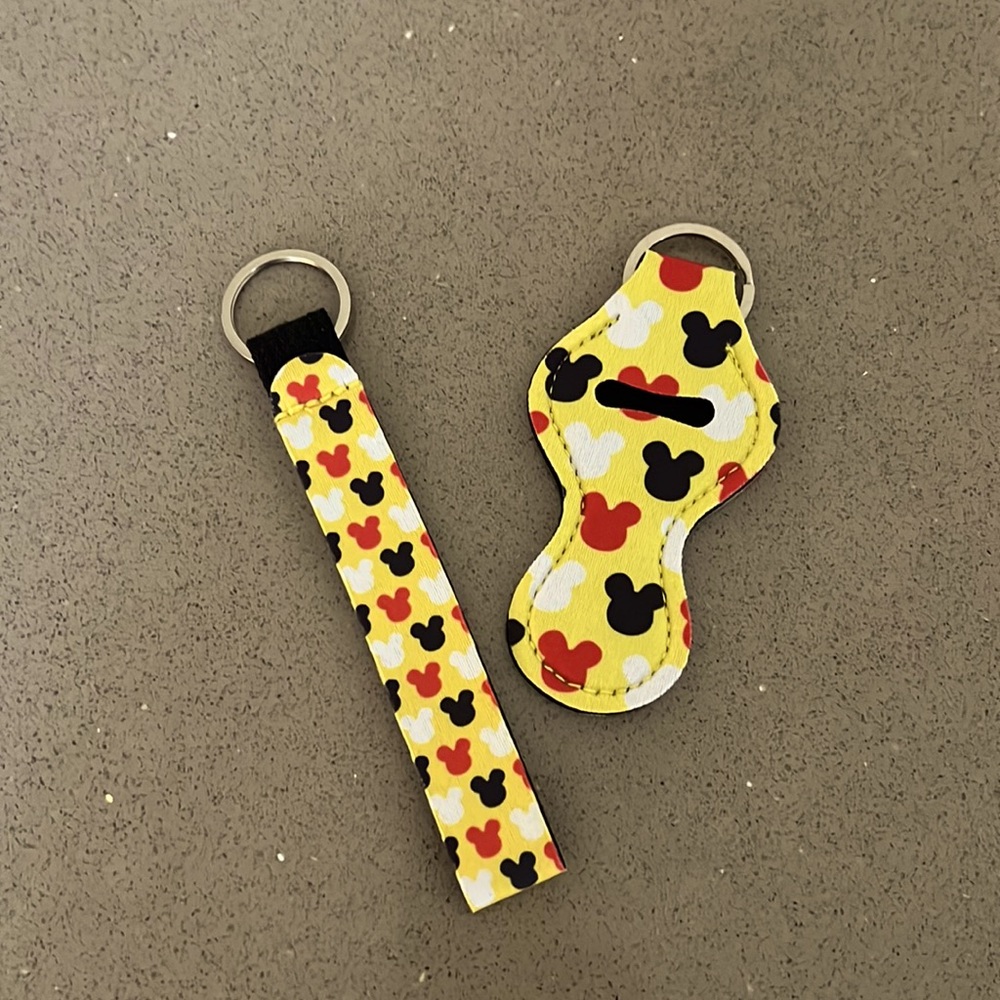 Neoprene wristlet keychain with lip balm, neoprene holder